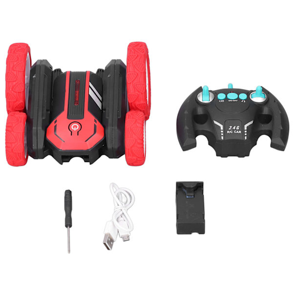 RC-tempputyökaluauto, lapset, 2,4 GHz, kaksisuuntainen, 360 asteen pyöriminen, kauko-ohjattava auto, syntymäpäivälahja, punainen