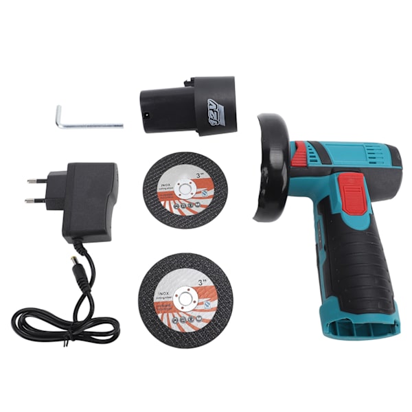 12V borstlös minivinkelslip 19500 varv/min elektrisk slipmaskin tyst sladdlös handhållen slipmaskin för kapning slipning polering EU-kontakt