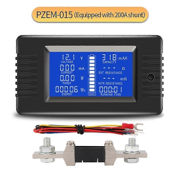 PZEM015 Digital DC 0-200V Spänning Ström med 200A Shunt Bilbatteritestare Spänningsmätare Monitor
