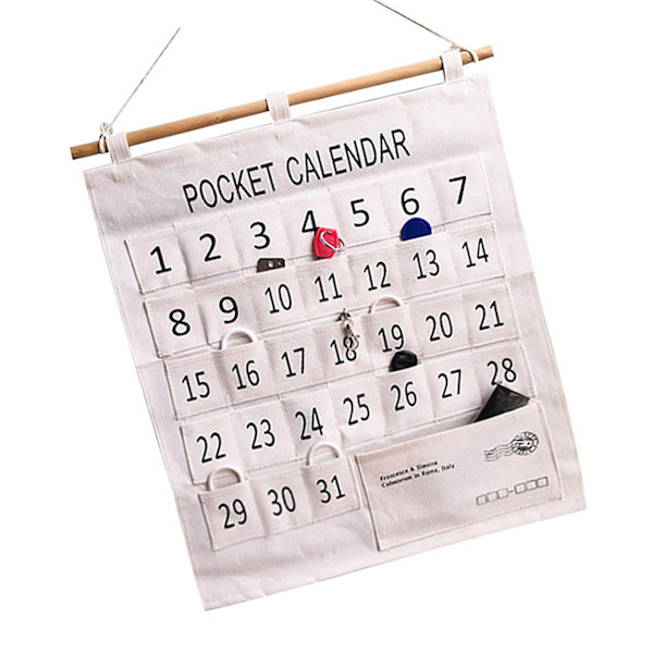 Nummereret kalender lommediagram bomuld og lærred morgen check klasseværelse lommediagram kalender væg hængende arrangør stor 31 lommer
