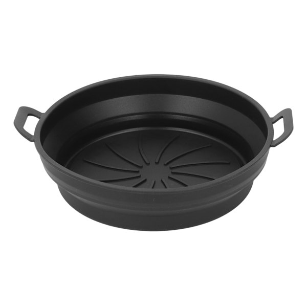 Foldbar Frituregryde Silikone Liner Fødevarekvalitet Høj Temperaturbestandig Rund Frituregryde Silikone Gryde Sort Diameter 19CM