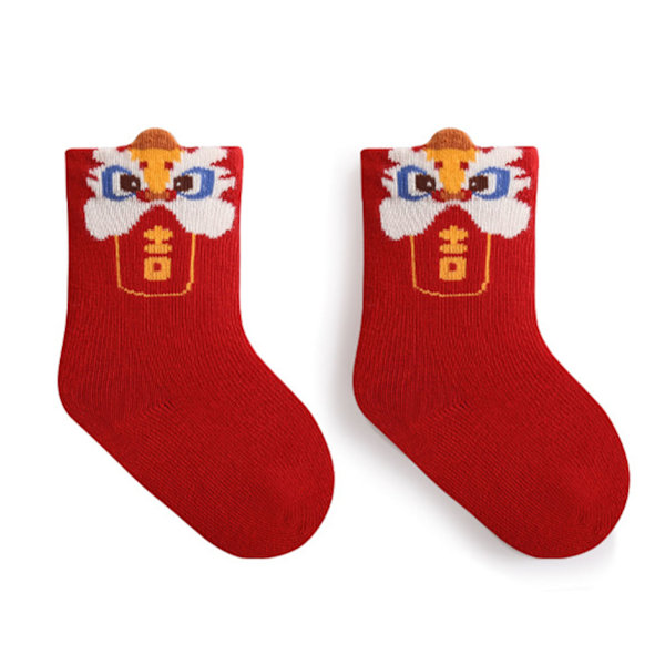 Children Mid Tube Socks Loose Combed Cotton Cute Comfortable Boneless Socks for New Year Gift Red L for 3 to 5 Years Old