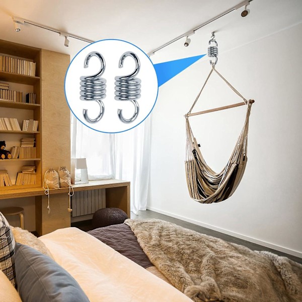 2-delat kraftigt fjäderupphängningsset för hängmattestol, verandasvingfjäderkrok, hängmattesvängfjäder, boxningssäck, hängstol, gym, terrassgunga