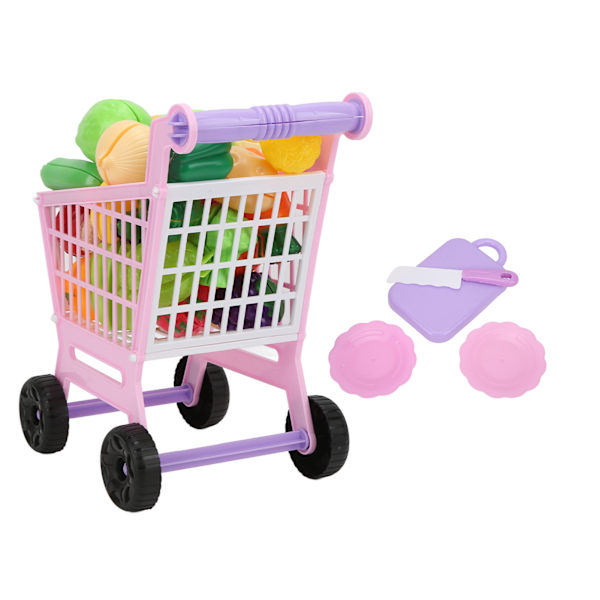 Plast Mini Supermarket Shopping Cart Play Set Desktop Simulation Basket Trolley Push Car Toys