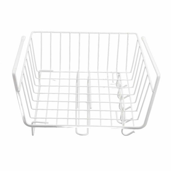 Underhyllekurv Godt bærende Underhylle Oppbevaring Jern Underskap Hylle med buet krok Hvit