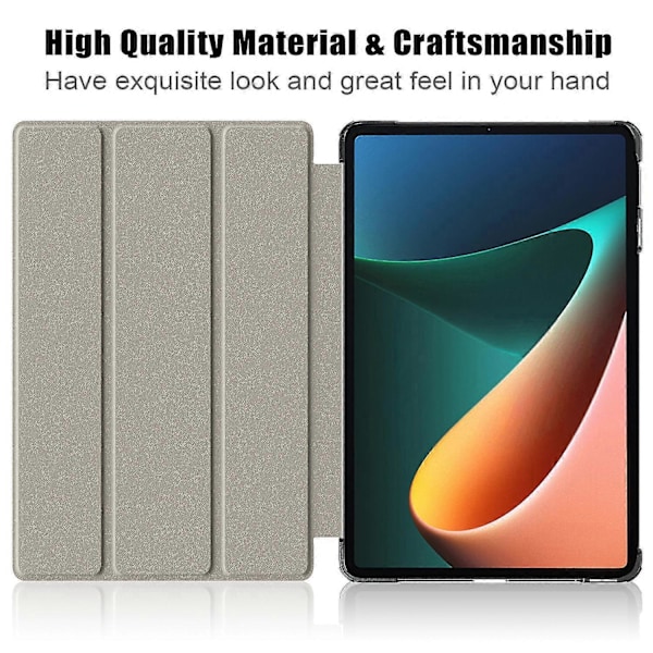 Xiaomi Pad 6 Trefaldigt Ställ Tablet Fodral - Magnetiskt Smart PU Läder Folio Omslag Grå