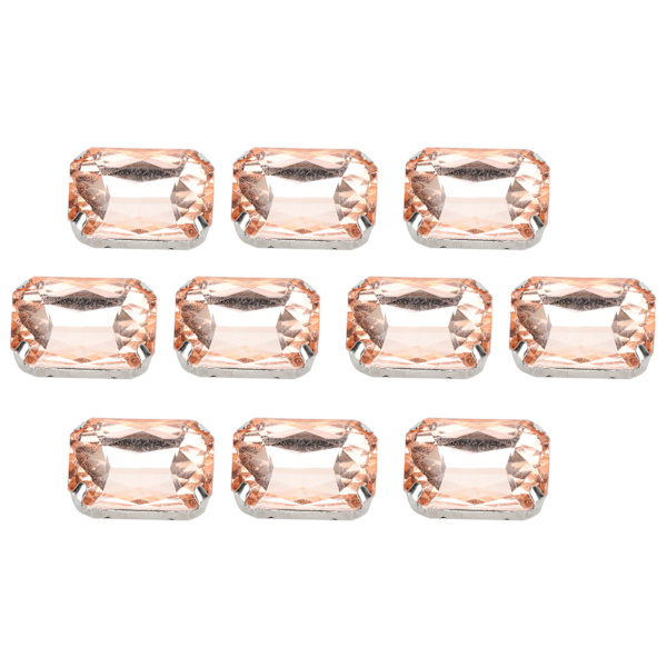 10 st sy på strass kristaller glänsande knappar dekoration för DIY hantverk kläder skor väskor 0,71 x 1,1 tum rosa rektangulär