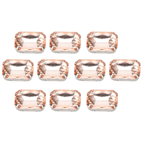 10 stk sy på rhinestones krystaller skinnende knapper dekorasjon for DIY håndverk klær sko vesker 0,71 x 1,1 tommer rosa rektangulær