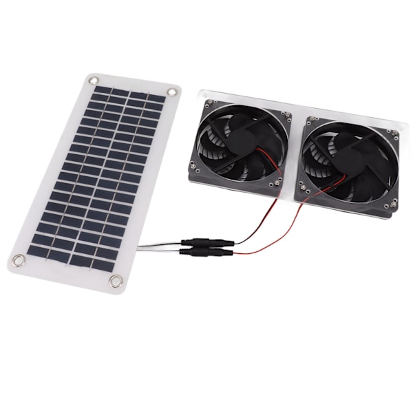 50W solcellepanel-ventilatorsæt solcelledrevet panel med dobbelt soludstødningsventilator til udendørs drivhus, skur, hønsehus
