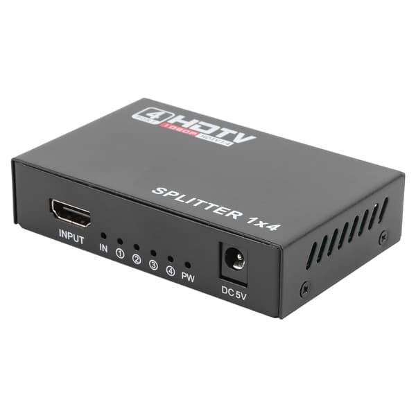 Video Splitter 1 ind 4 ud 1080P Understøttet Plug and Play USB Strøm Legering Kabinet HD Splitter til Stationær Computer