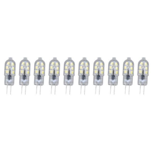 10 stk. G4 2835 LED-pære Transparent LED-lampe Stik i pære AC220V til Camper Kabinet Landskabslys 6500K Hvidt lys