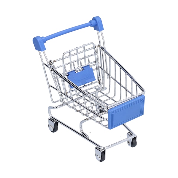 Mini Supermarket Handcart Blå Utsökt Bred Applikation Robust Hållbar Mini Shopping Cart för Hem Kök Kontor