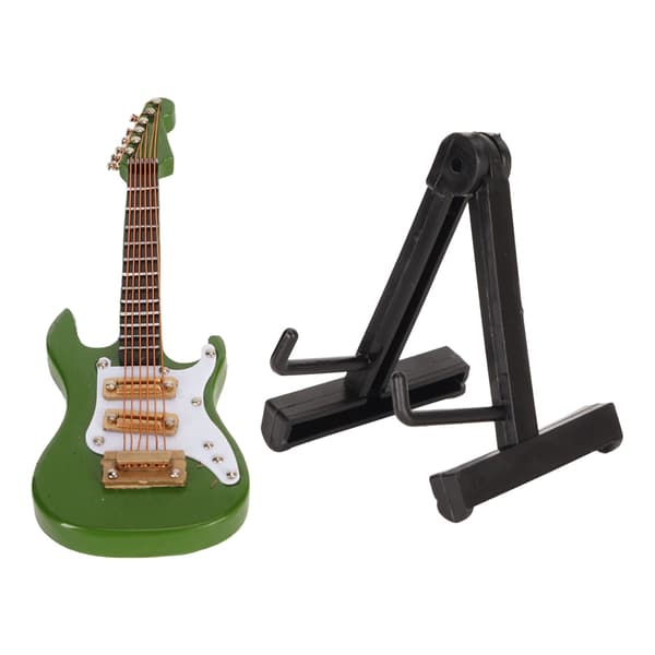 Elgitarr Dekoration Miniatyr Musikinstrument Gitarr för Hem Familj Grön 10cm