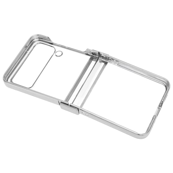 Vikbart telefonfodral Stötsäkert galvaniserat PC Klart bakre mode för Samsung Galaxy Z Flip 3 Silver