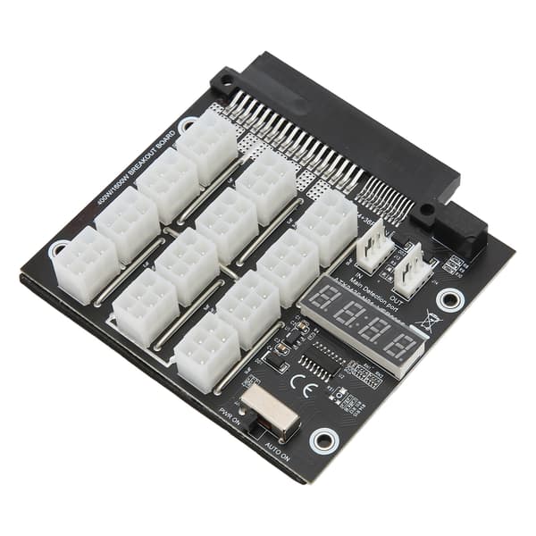 Mining PSU strømforsyningskort 12 PCIe-porte 6Pin 12 Amp/2400 Watt LED voltmeter display GPU Mining Board til Dell