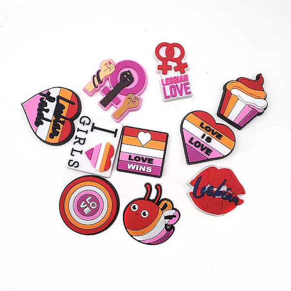 10-osainen set rei'itetyille kengille, rannekkeille, juhliin, tee-se-itse-koristeluun - Rainbow-sarja