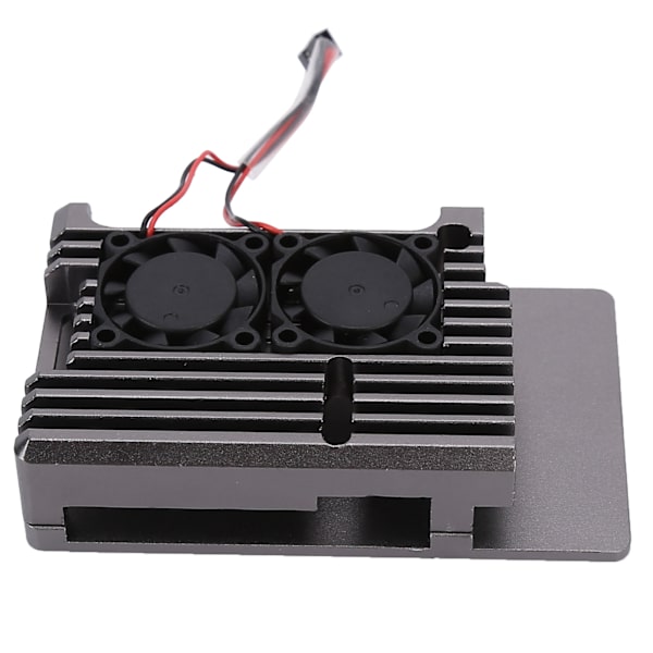 Kølekasse i aluminiumslegering med varmeafledning og blæser til Raspberry Pi 4 B Model Grå