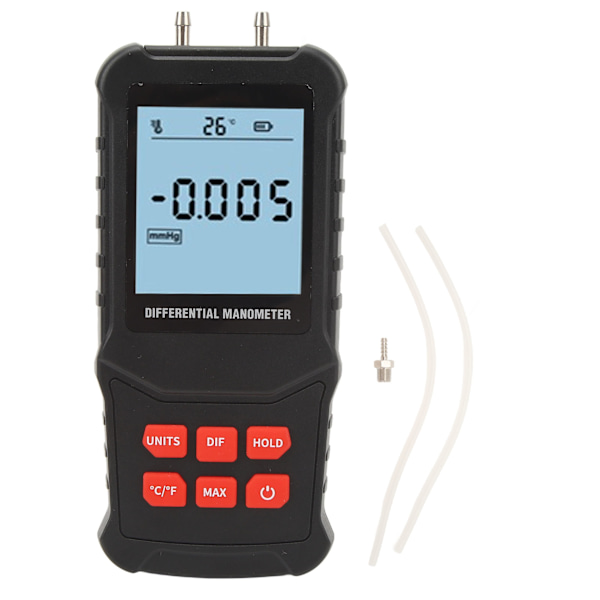 Digital Manometer 20.68Kpa Høj Nøjagtighed Overbelastning Prompt Automatisk Sluk Håndholdt Differential Trykmåler