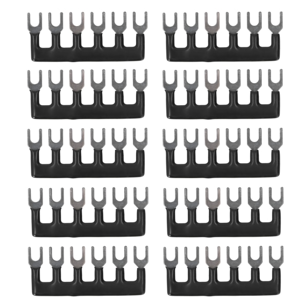10 stk Jumper Block Terminal Strip Kobber Leder PVC Shell Gaffel Type Terminal Strip Svart 400V 15A TB 1506