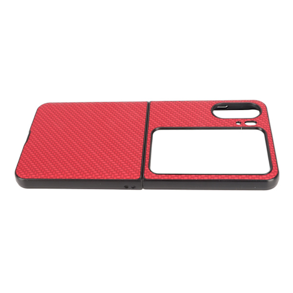 Carbon Fiber Texture Folding Telefon Beskyttelsesetui Mobiltelefon Beskyttelsescover til Oppo Find N2 Flip Red