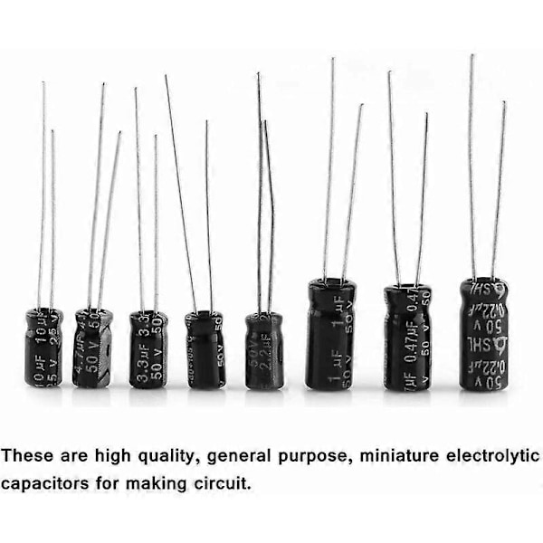 Kondensatorsæt, 500 stk. 24 Værdier Elektrolytkondensator Mikro Radial Aluminium Kondensatorer 0.1Uf〜1000Uf Til Elektronikapplikationer