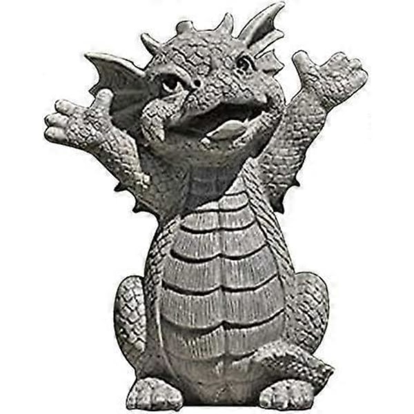 Mediterende Drage Have Statue - Håndlavet Harpiks Statue - Dekorativ Statue til Have, Gård, Udendørs