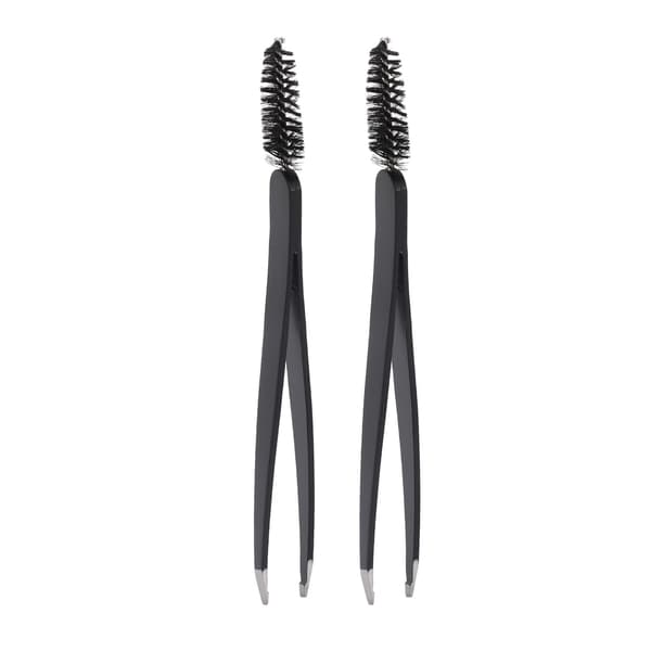 2 STK Øjenbrynspincet Sort Rustfrit Stål Ergonomisk Design Øjenvippepincet til Makeup