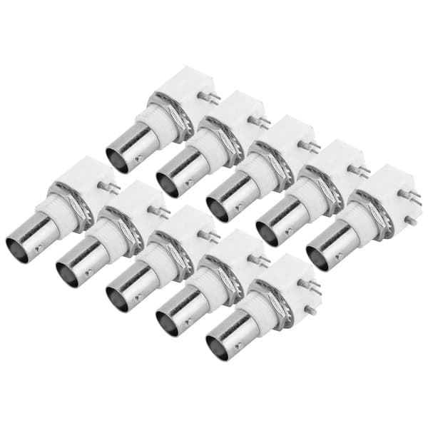 10 stk 90 graders hvit PCB-montert BNC-kontaktkort 2P BNCQ9-adapter for CCTV-systemer