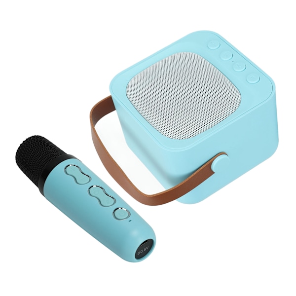 Mini Karaoke Maskin Bärbar Bluetooth-högtalare med trådlös mikrofon Bas Diskantjustering Blå
