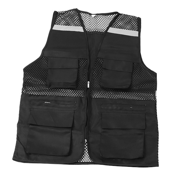 Reflekterende arbejdsvest med flere lommer, mesh-design, høj synlighed, åndbar sikkerhedsvest med reflekterende striber