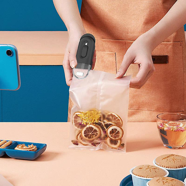 2-i-1 Mini Påseförslutare och Klippare Batteridriven Bärbar Handhållen Återförslutare Vakuumförslutare för Chips och Snacks