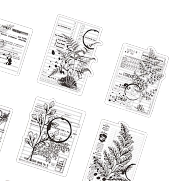 20 stk håndbok dekorasjon klistremerker blomst plante dekorative klistremerker svart og hvitt DIY tema klistremerker grønn bregne