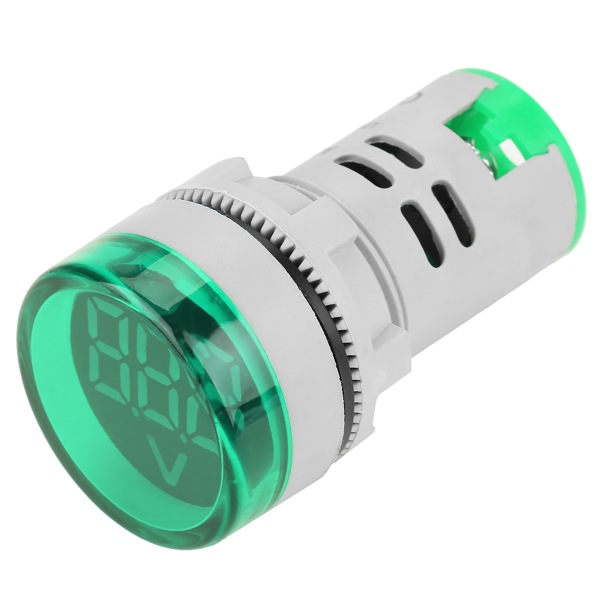 Rund LED-signallampa AC Digital display Voltmeterindikator (grön)