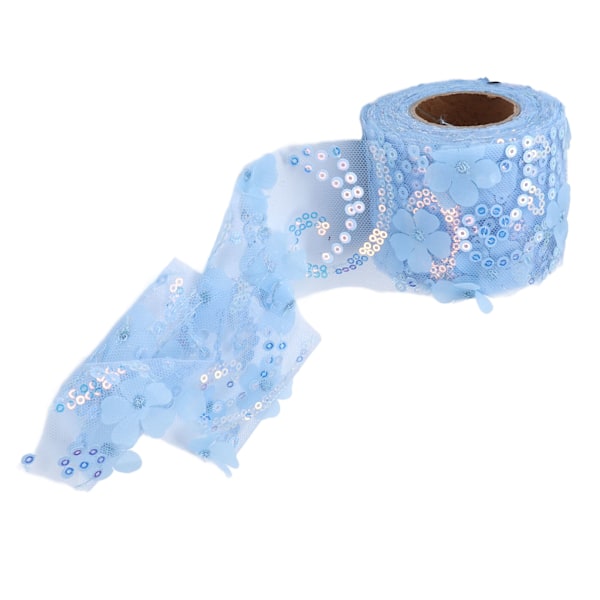 Tulle stof DIY håndværk slidstyrke lille flash bærbar polyester pailletter tyl rulle 6cm lyseblå