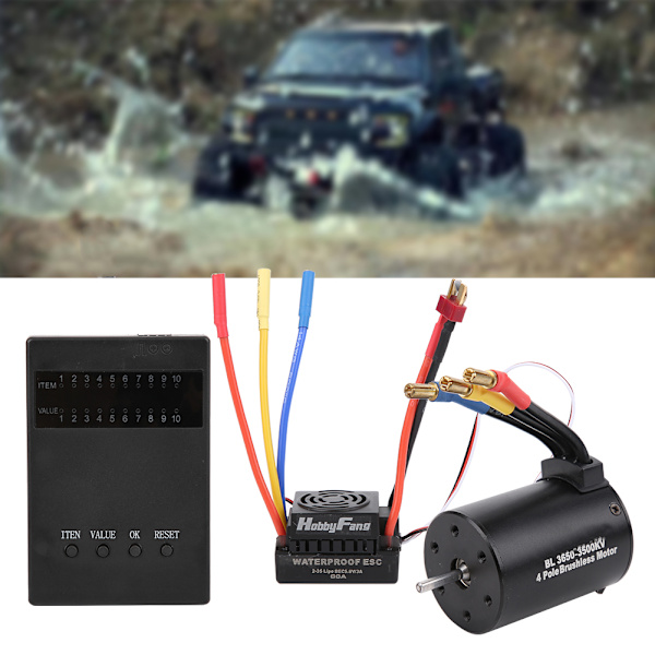 3650 3500KV Børsteløs Motor Programmeringskort 60A ESC med Vanntett BEC for 1/10 RC Bil