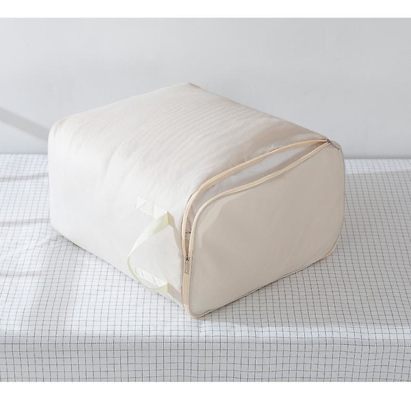 Canvas Opbevaringspose til Garderobe, Stor Blød Organizer til Sengetøj og Tøj - Beige