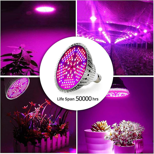 Kasvilamppu, 100W E27 Led Täyden Spektrin Kasvien Kasvatusvalo Puutarhaviljelylamppu