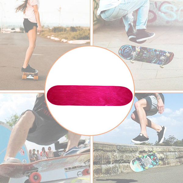 Lønnetre Elastisk Antiskli Dobbel Rocker Skateboard Deck Longboard Panel (Rose Red)