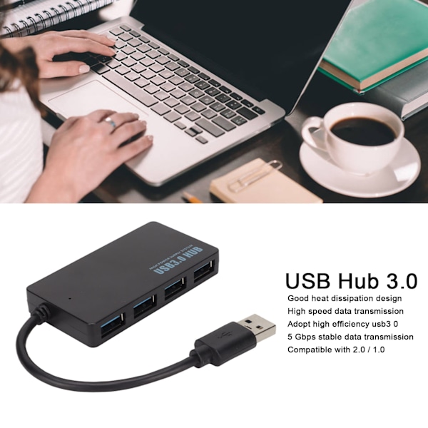 USB Hub 3.0 Ultratunn bärbar 4 portar 5 Gbps Höghastighets stabil dataöverföring dockningsnav