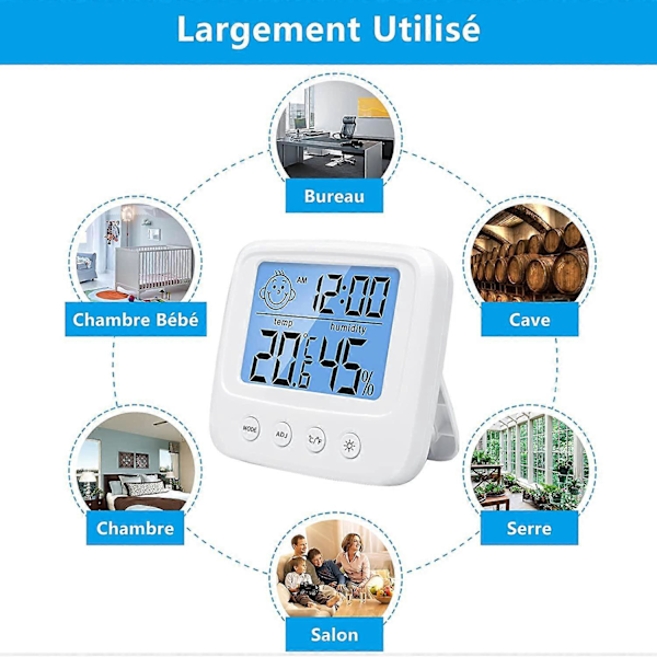 Inomhus Termometer Hygrometer, Luftfuktighetssensor Inomhus Väderstation, Smart Bakgrundsbelysning, Klocka, Datum, / Omkopplingsbar, Hem Termometer Hygrometer Kontor