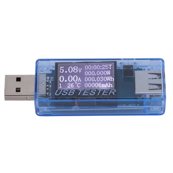 Tester Digital USB Spenning Strømmåler Voltmeter 8 I 1 Detektor 0‑5A 0‑150W 4‑30V Blå