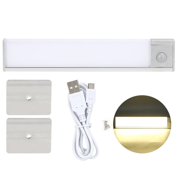 LED Body Motion Sensor Under Cabinet Light USB Charging for Kitchen Cupboard ClosetNatural Light