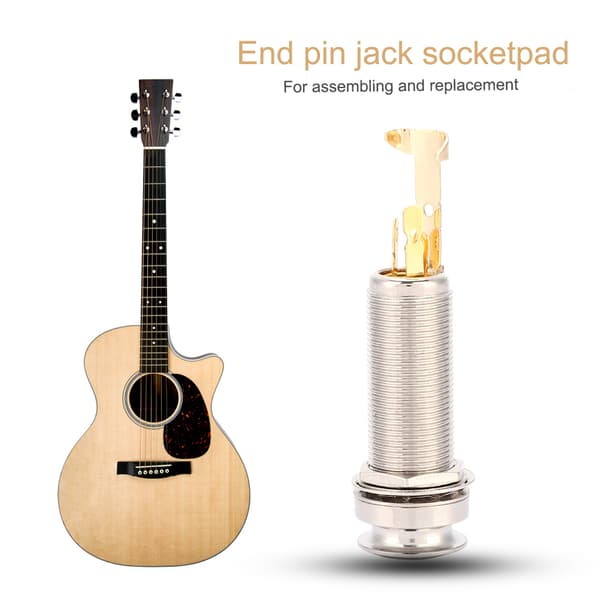 Kobber Stereo End Pin Jack Socket til Elektrisk Guitar Ukulele Pickup Sølv Guld