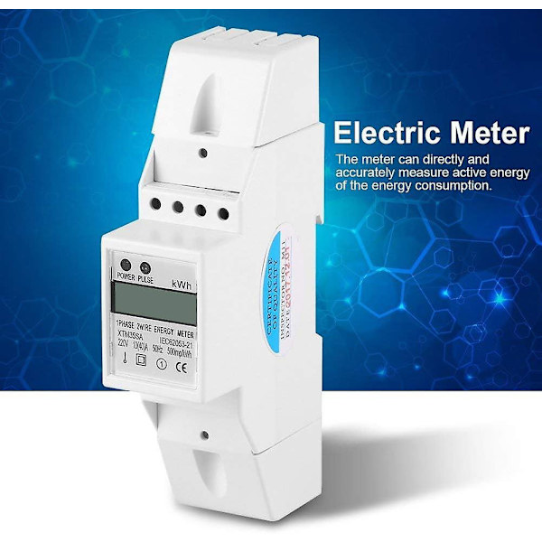 Enfas 2-trådig KWh DIN-skena elmätare med digital LCD-skärm - 10 (40) A