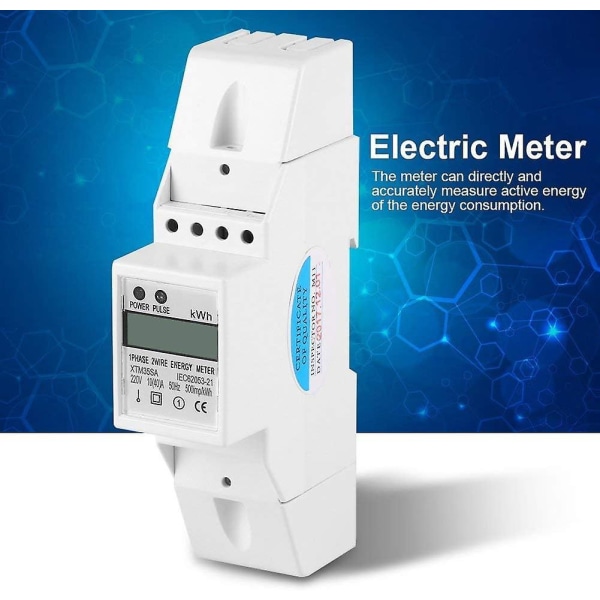 Enkeltfaset 2-leder KWh DIN-skinne elmåler med digitalt LCD-display - 10 (40) A