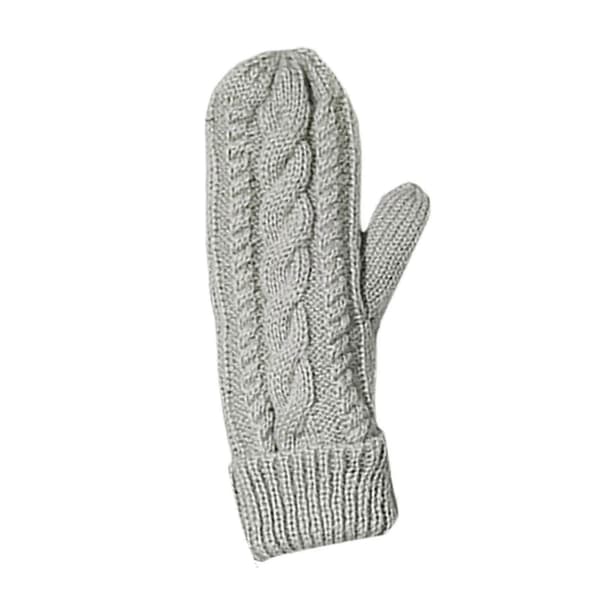 Bløde strikkede handsker til kvinder: Varme vintermusthaves. Ensfarvede, tykke vanter til hverdagsbrug Lysegrå Light Gray One Size