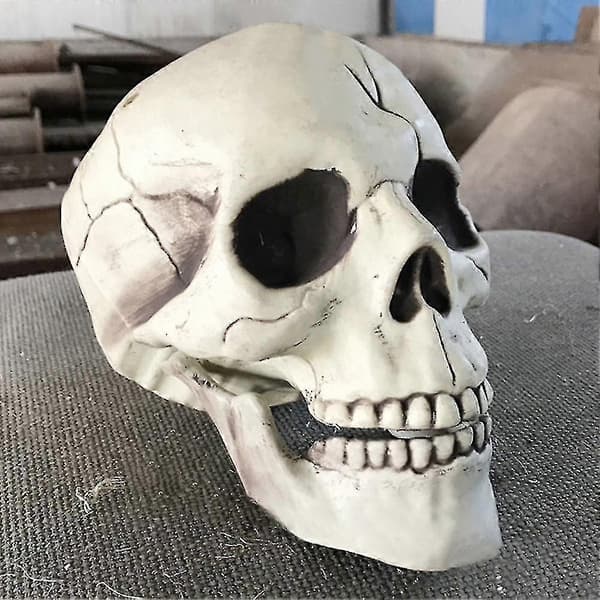 Skummelt plastskjelett med åpen munn, spøkelseshusdekorasjon, Halloween-rekvisitt Y