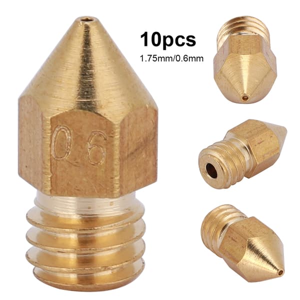 10 st MK8 Extrudermunstycke för 3D-skrivare 1,75 mm/0,6 mm Mässing
