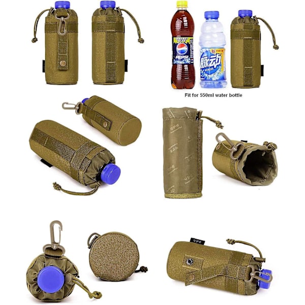 Militær vannflaskepose i nylon for camping, fotturer, sykling, jakt og reiser