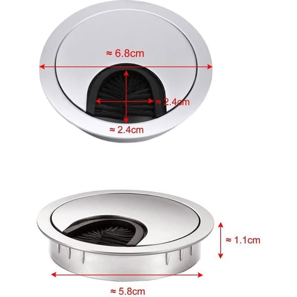 Sett med 2 runde innfelte kabelgjennomføringer – Pressstøpt sinkmetall – Perlemorsforkrommet finish – Diameter 60 mm – Åpning 24 x 24 mm